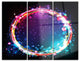 "Purple Blue Circle Lights" Digital Metal Wall Art, 3 Panels, 36"x28"
