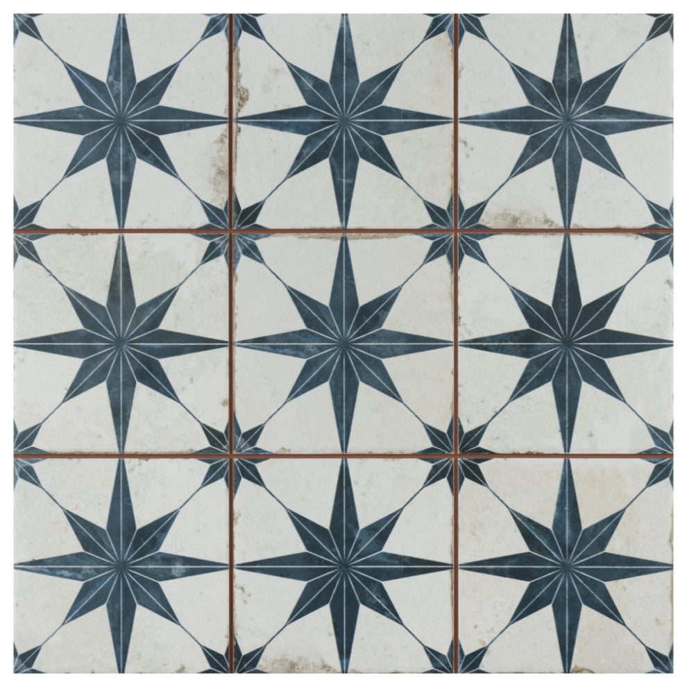 Harmonia Kings Star Blue Ceramic Floor and Wall Tile