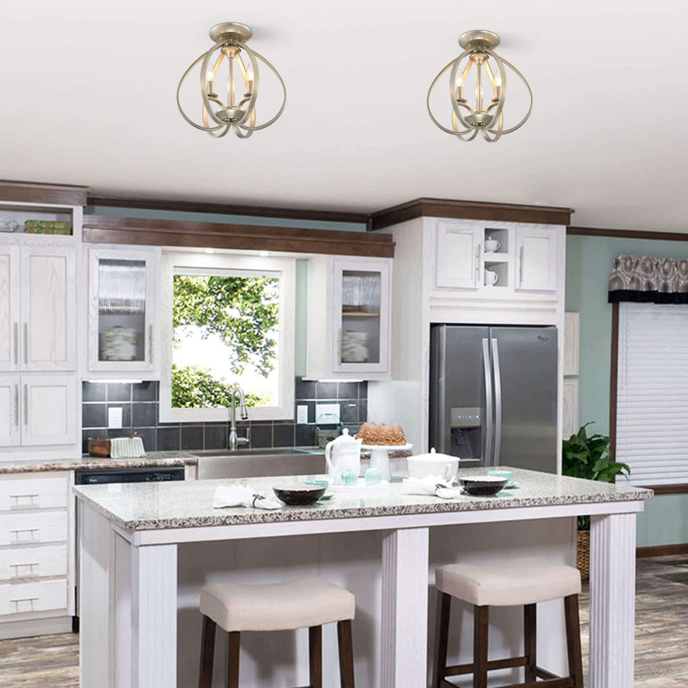 Emma Contemporary Sleek Curves Cradling Metal Flush Mount