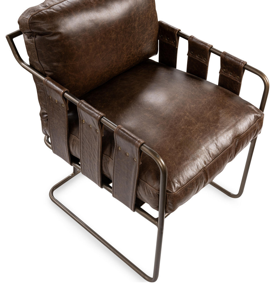 Strapling Leather Dining Chair, Cocoa Brown