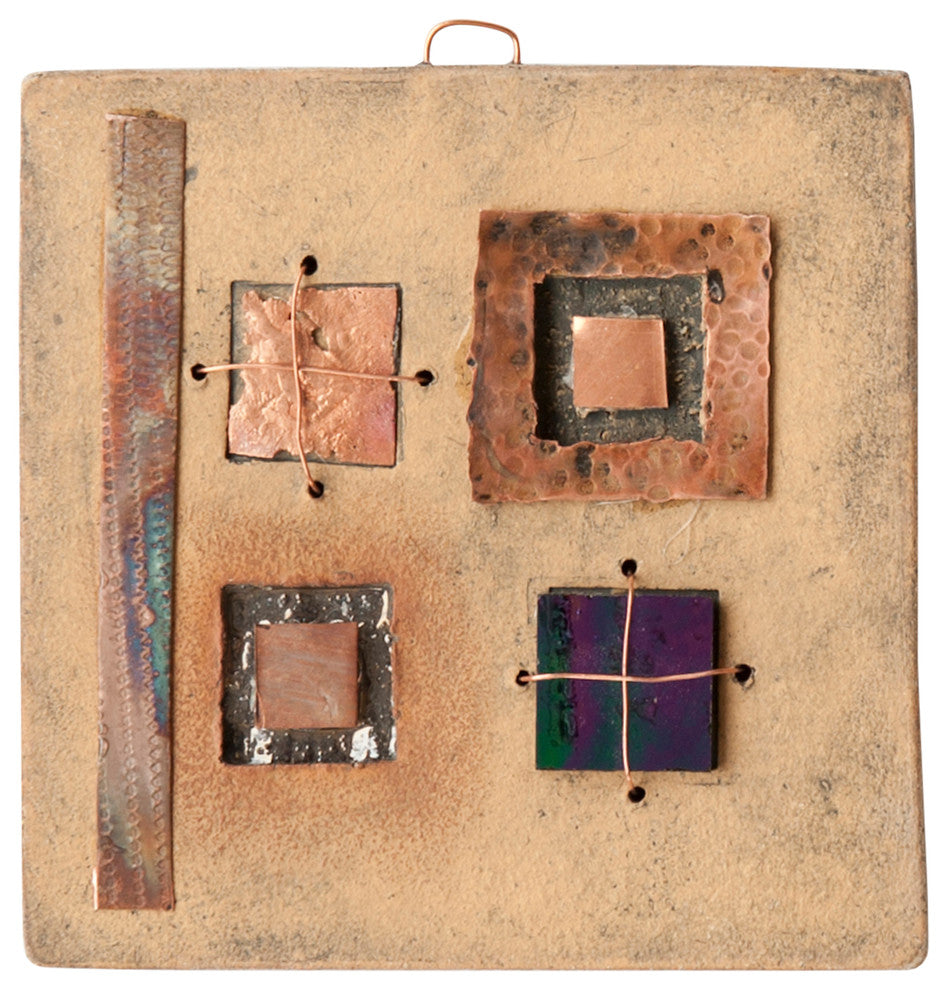 Bernard Handmade Clay And Copper Decorative Tile, 4"