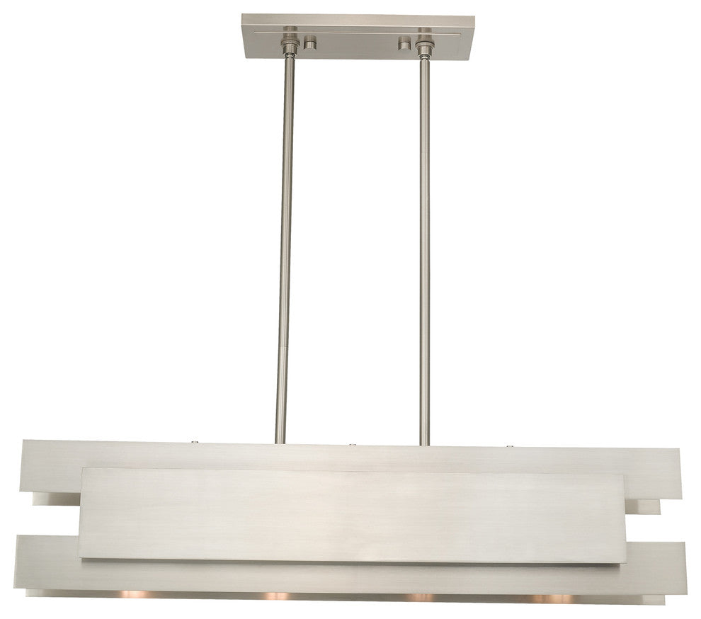 Livex Lighting Brushed Nickel 4-Light Linear Chandelier