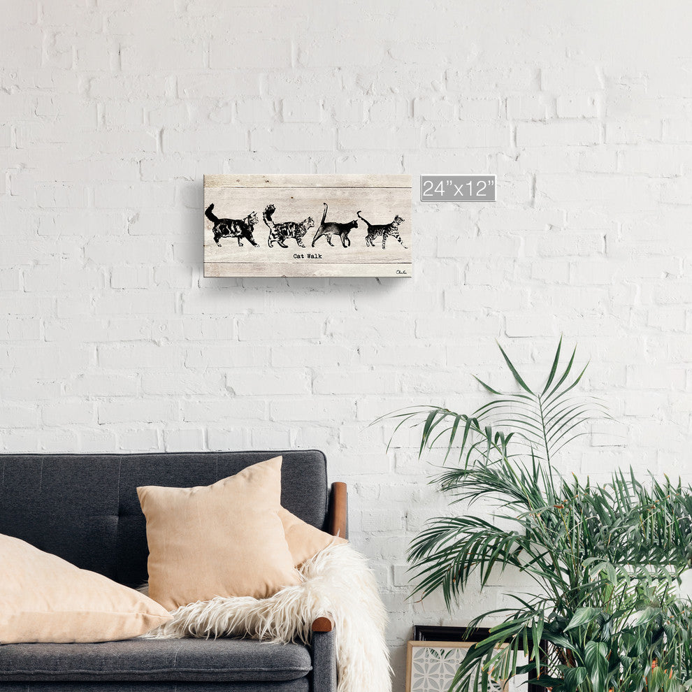 Ready2HangArt 'Cat Walk' Wrapped Canvas Pet Wall Art, 12"x24"