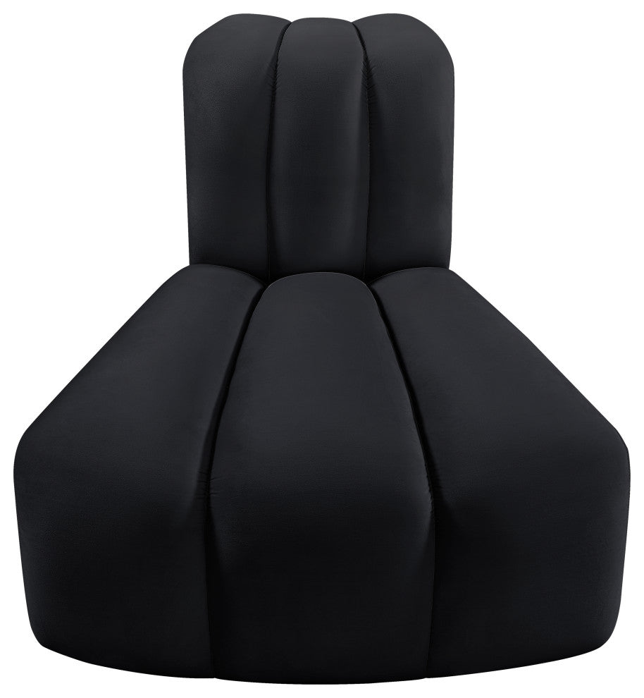 Arc Upholstered Modular Component, Black, 1-Piece: Reverse Corner, Velvet