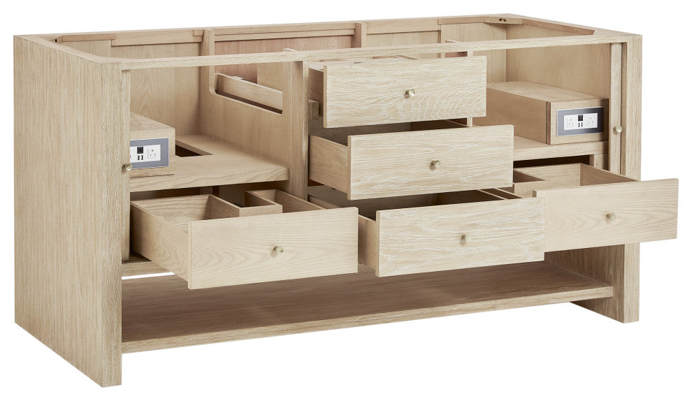 Marigot Single 72" Double Vanity, Oak, 1-Hole 3 CM White Zeus Top, Backsplash