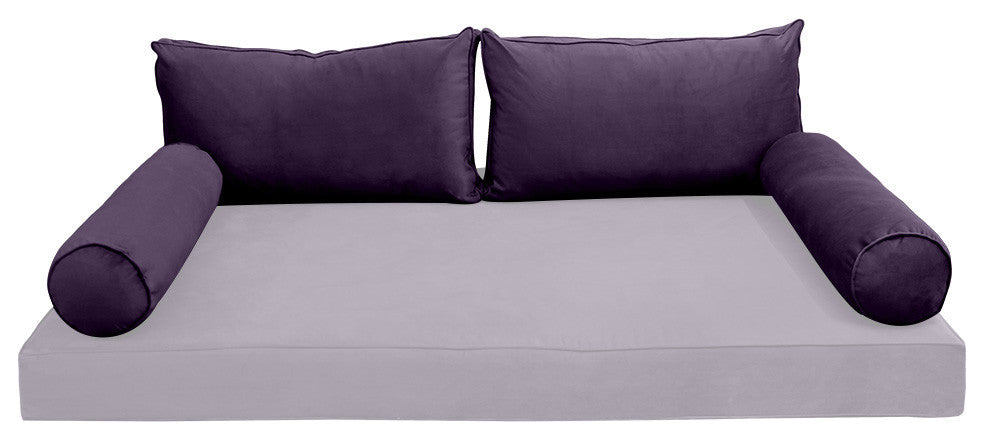STYLE V2 Twin Velvet Pipe Trim Indoor Daybed Bolster Pillow |COVER ONLY| AD339