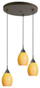Art Glass 3-Light Multi-Light Pendant, Duvet Glass, Matte Black