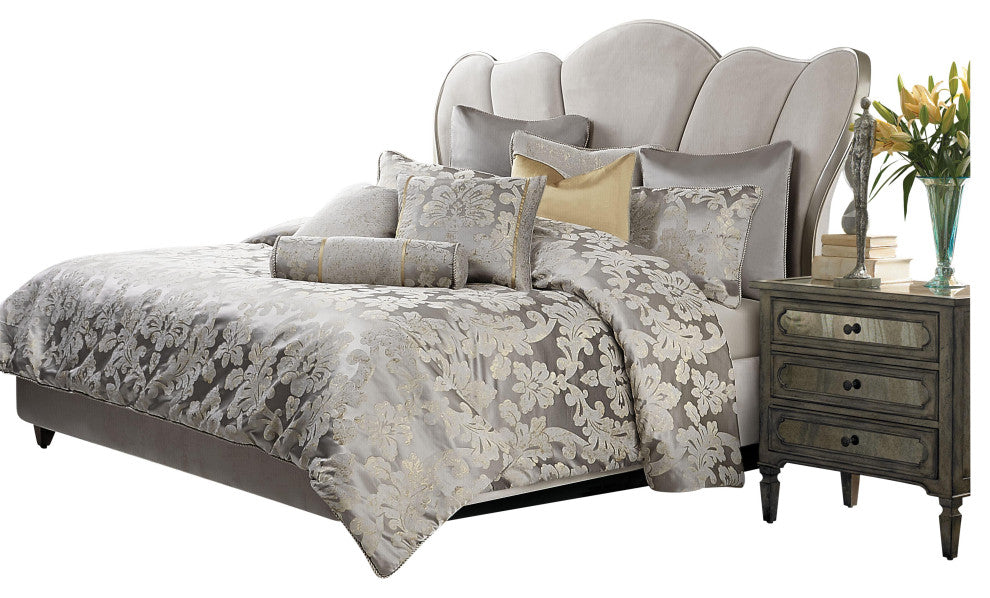 Assisi 9-Piece Queen Comforter Set - Platinum