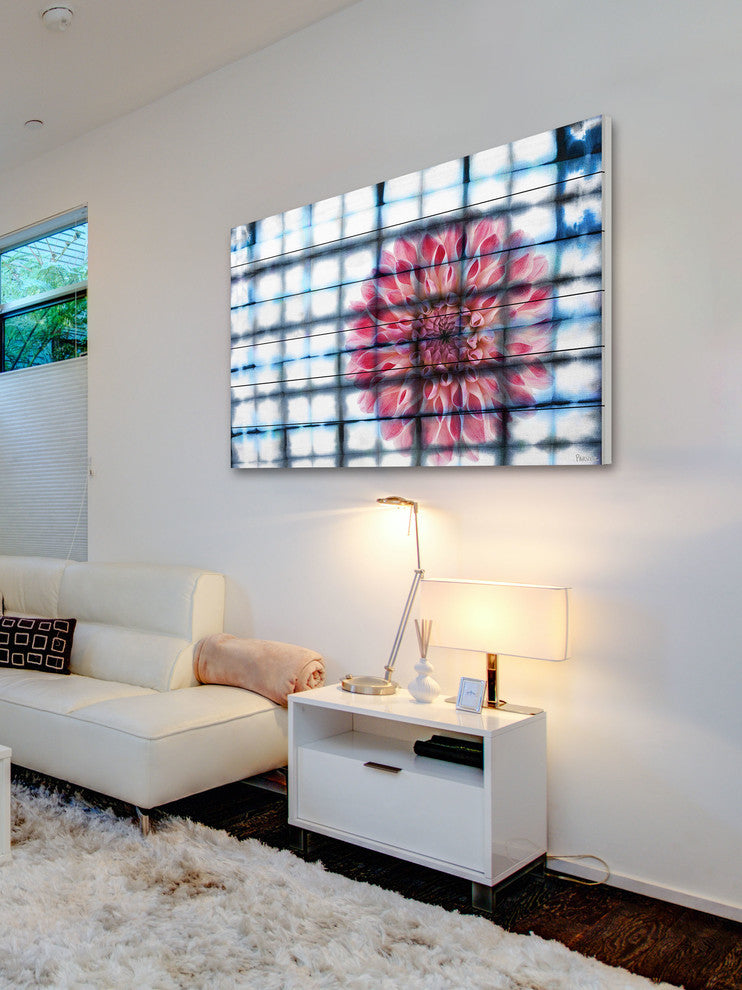 "Caged Peony" Print on White Wood, 45"x30"