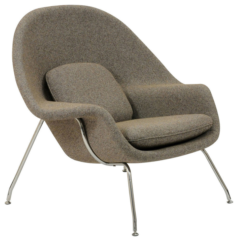 Modern Contemporary Living Room Lounge Chair and Ottoman, Oatmeal