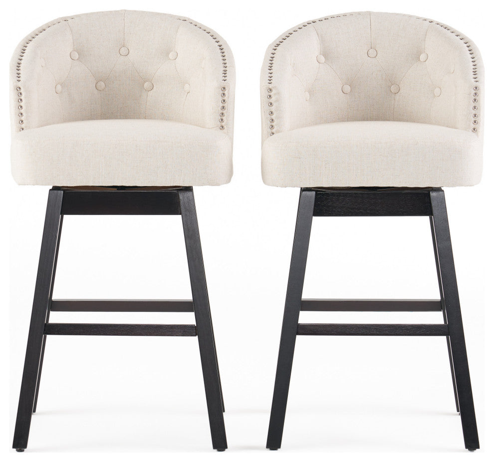 Westman Fabric Upholstered Swivel Seat Bar Stools, Set of 2