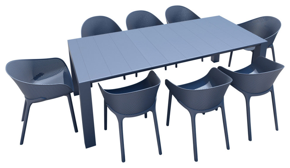 Compamia Sky Extendable 9-Piece Dining Set, Dark Gray