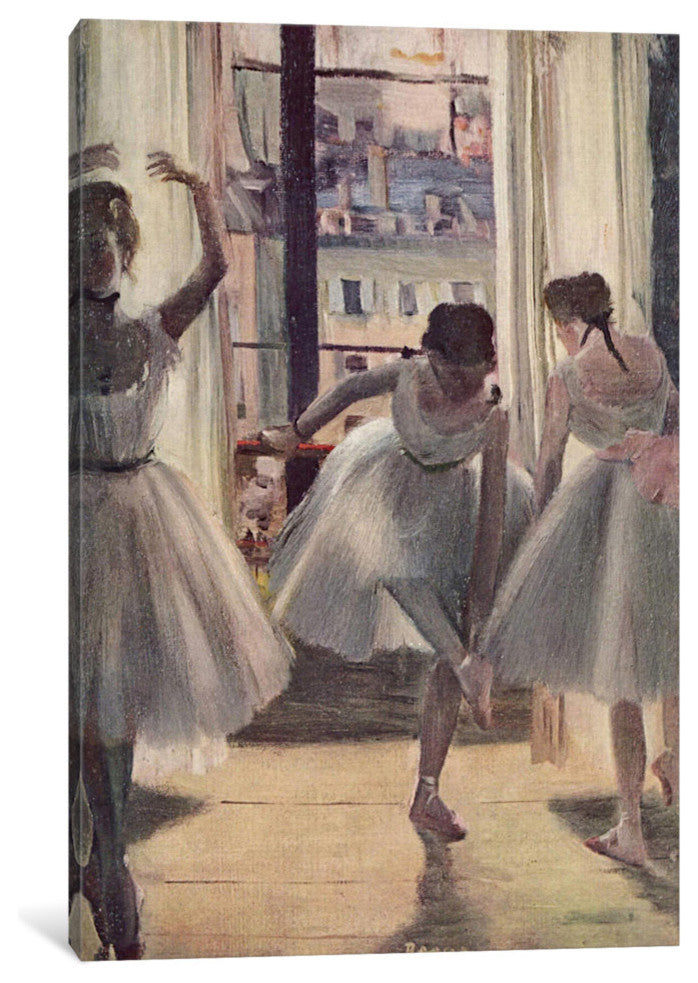 "Drei Tanzerinnen in Einem Ubungssaal" by Edgar Degas, 40x26x1.5"