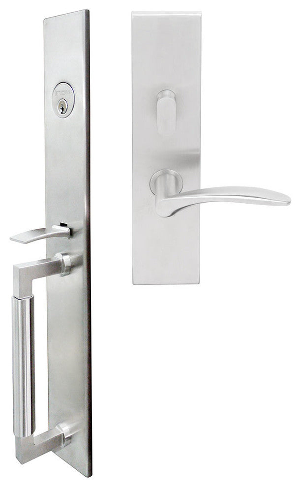Crest Lever, Mortise Entry Handleset, Right Hand, Satin Stainless Steel