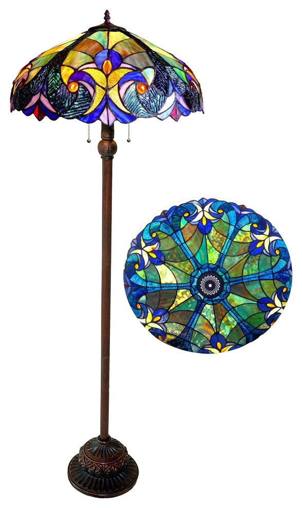 LIAISON Tiffany-style 2 Light Victorian Floor Lamp 18inches Shade