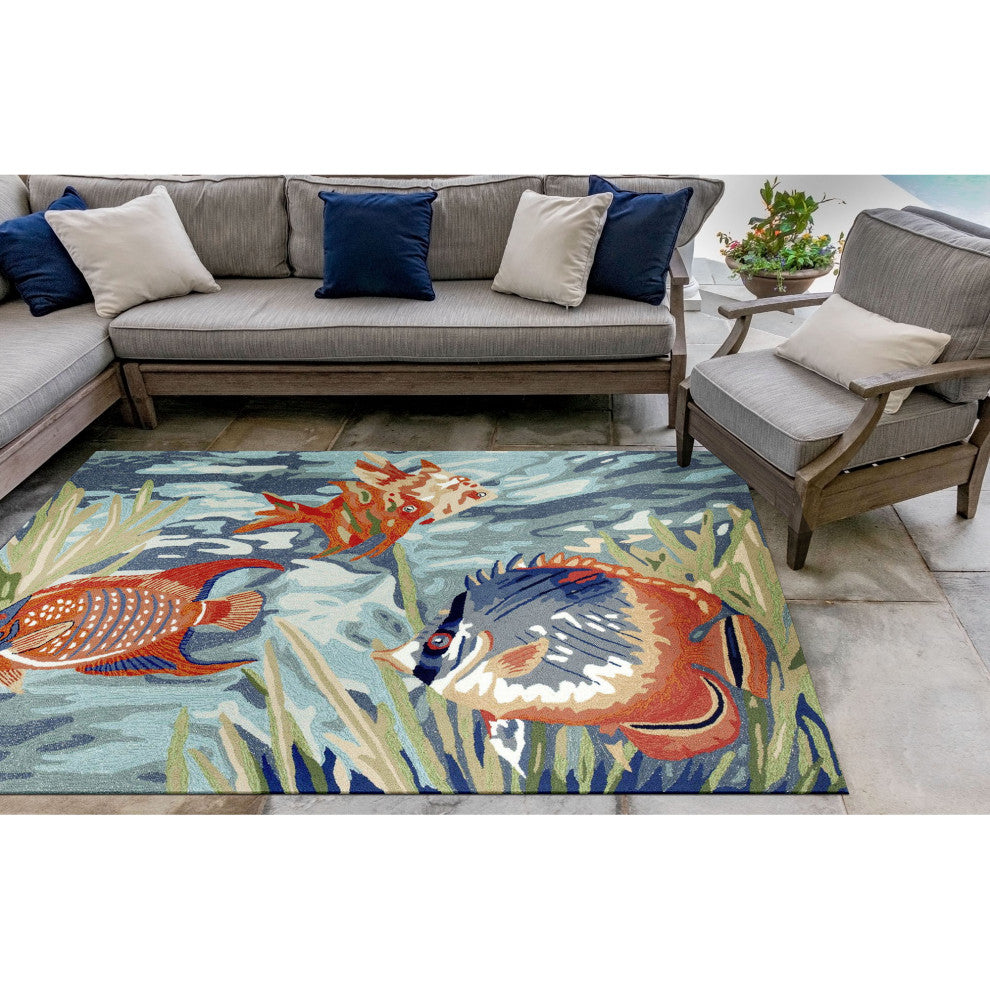Ravella Tropical Fish Indoor/Outdoor Rug, Ocean, 7'6"x9'6"