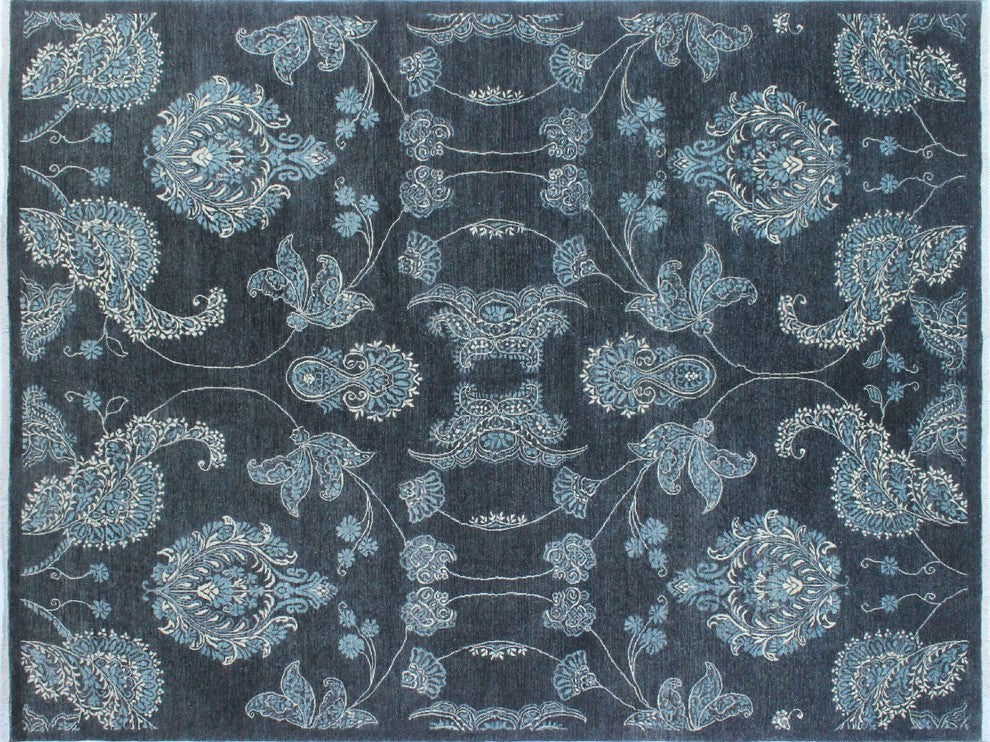 Fine Chobi Hafeez Gray/Ivory Rug, 8'x10'5