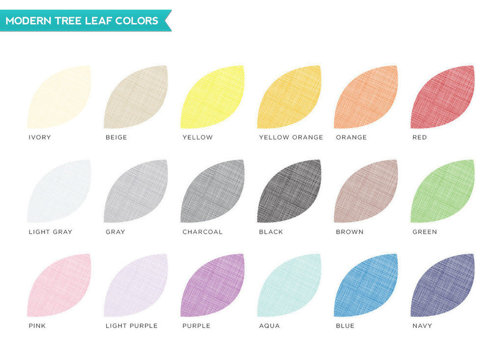 Modern Tree Fabric Wall Decal With Patterned Leaves, Aqua