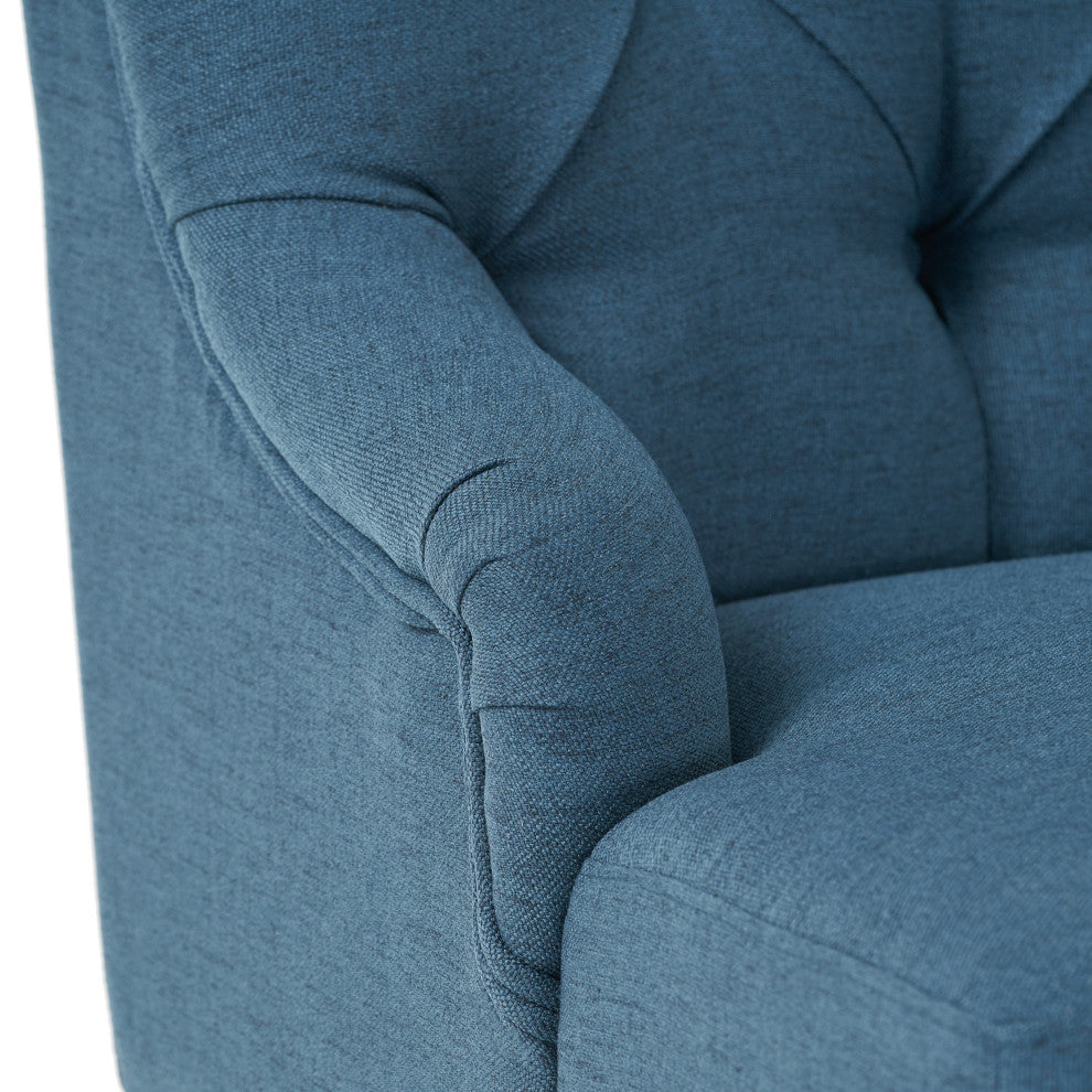 GDF Studio Nicoletta Tufted Fabric Settee Loveseat, Deep Blue
