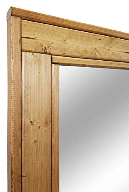 Herringbone Stained Vanity Mirror, Golden Oak, 30"x36", Vertical