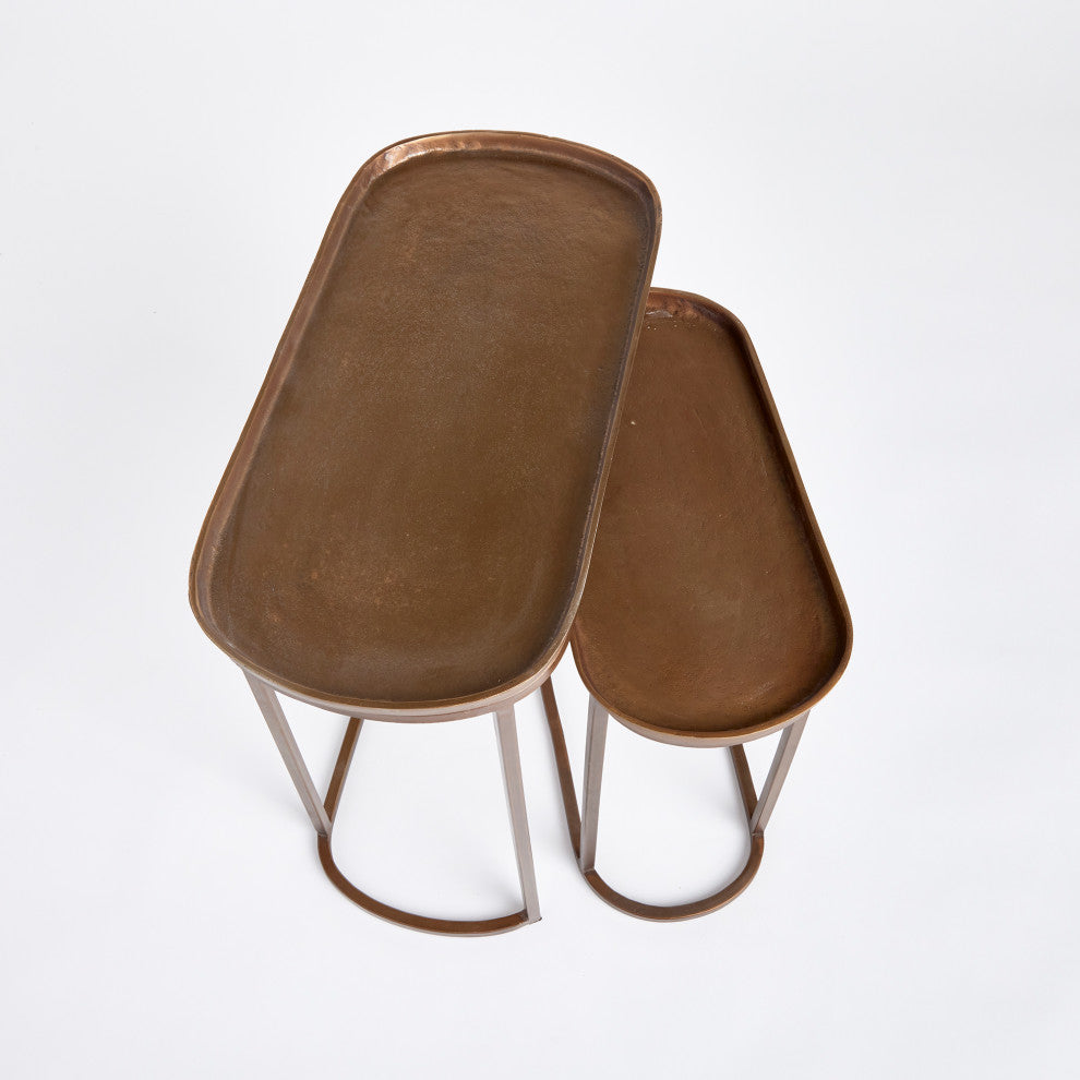 Ziva End Tables, Set of 2, Antique Brass