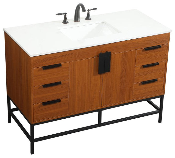 Home Living 22" Modern Teak-Light Bathroom Vanity