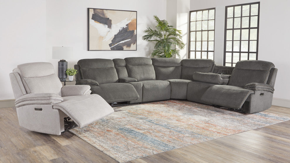 Parker Living Alpine 6 Piece Power Reclining Sectional, Airy Midnight