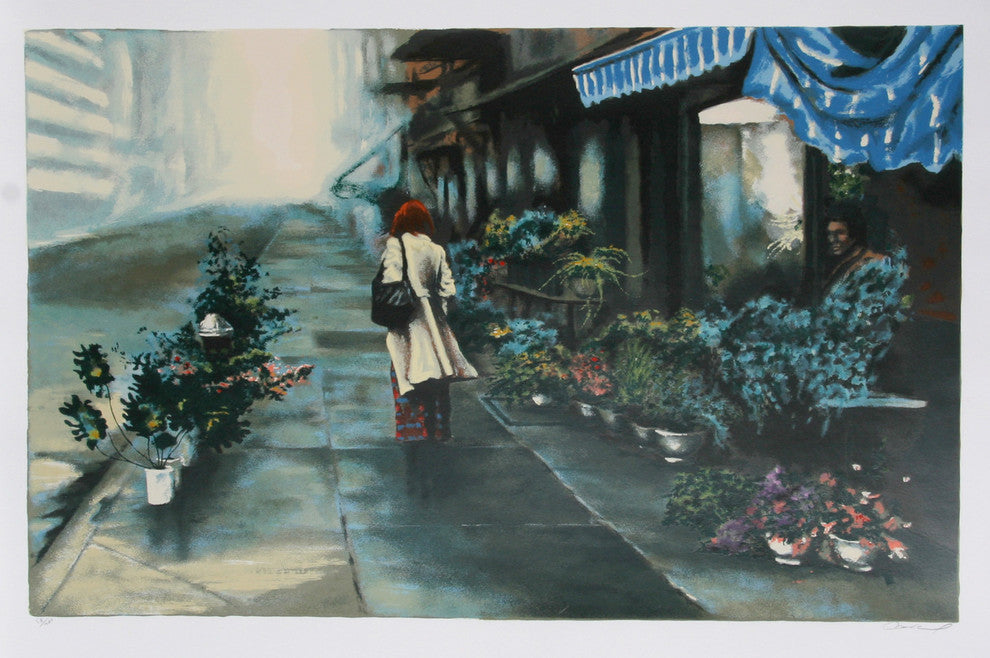 Harry McCormick "Flower Market" Serigraph