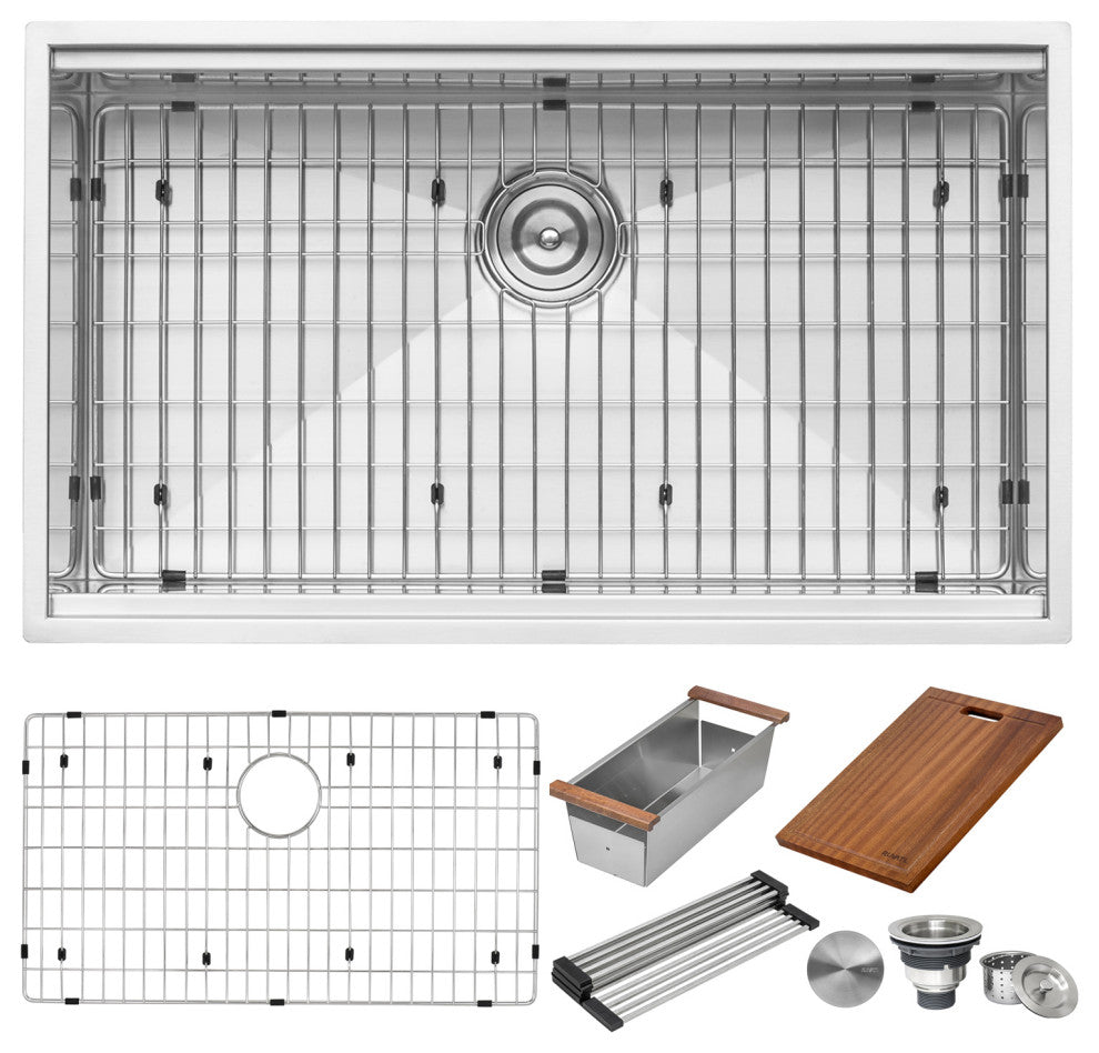 Ruvati 30" Workstation Undermount Stainless Steel Kitchen Sink, RVH8310