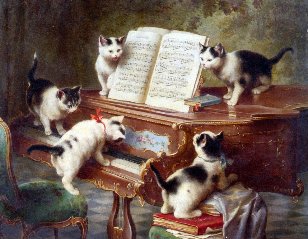 Carl Reichert The Kittens Recital - 21" x 28" Premium Canvas Print