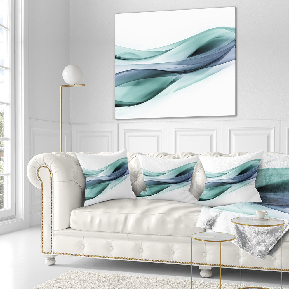 Fractal Lines Gray Blue Abstract Throw Pillow, 18"x18"