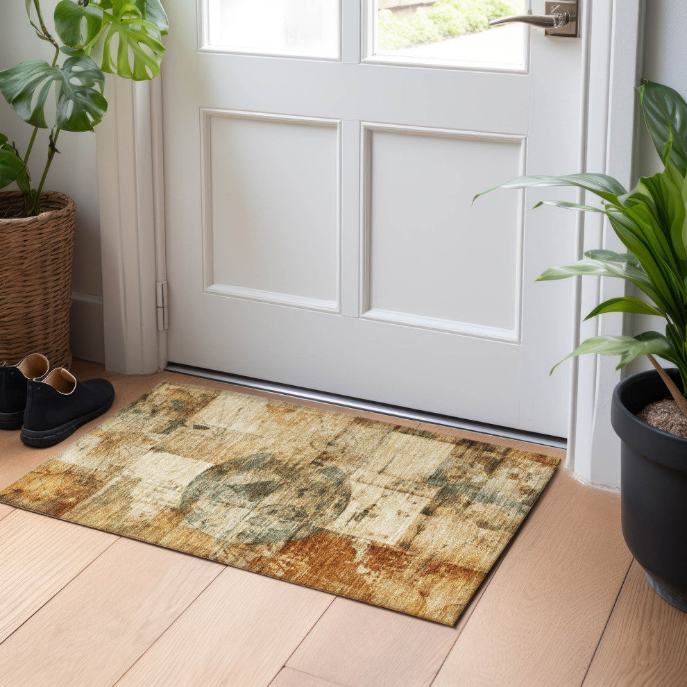 Machine Washable Indoor/Outdoor Chantille ACN1905 Beige 1'8" x 2'6" Rug