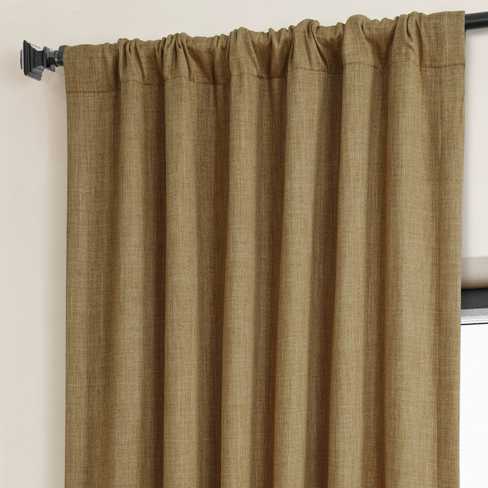 Faux Linen Darkening Curtain Single Panel, Butterscotch, 50"x120"