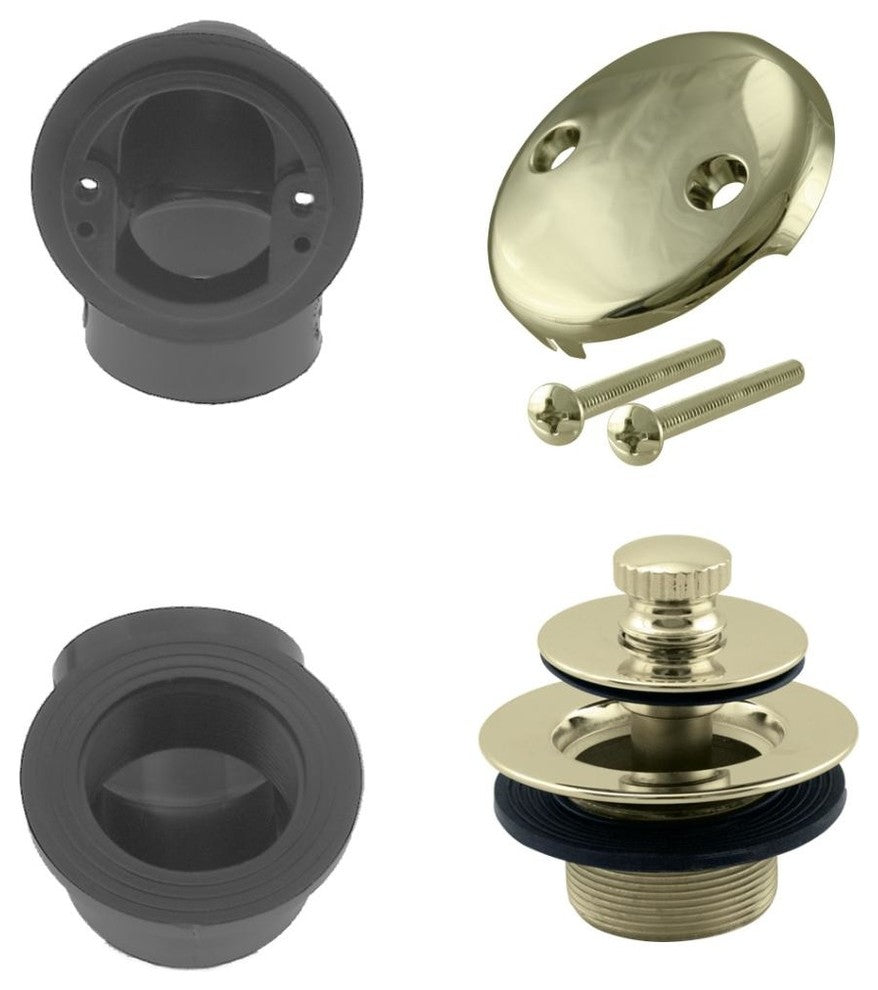 Twist and Close Sch. 40 ABS Plumber's Pack With 2-Hole Elbow, Polished Brass