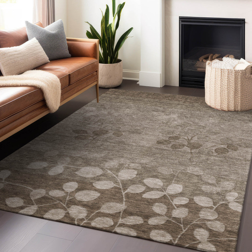 Machine Washable Indoor/Outdoor Chantille ACN1900 Taupe 5' x 7'6" Rug