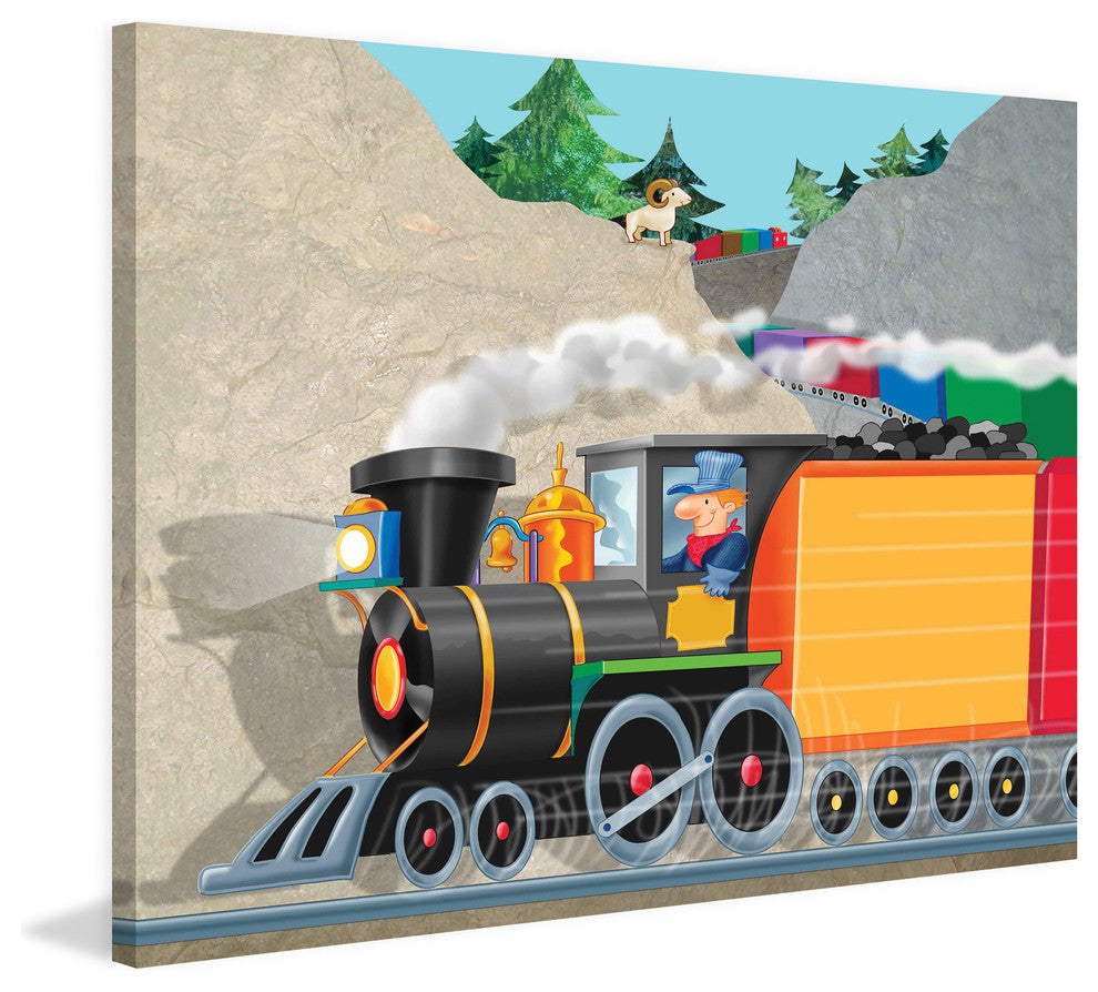 "Mountain Train" Painting Print on Canvas by Curtis