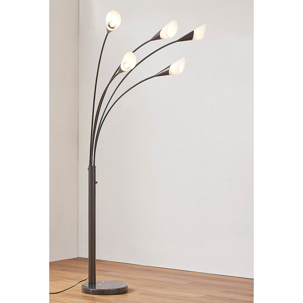 HOMEGLAM Flourish 5-light LED Arch Floor Lamp, Dark Bronze