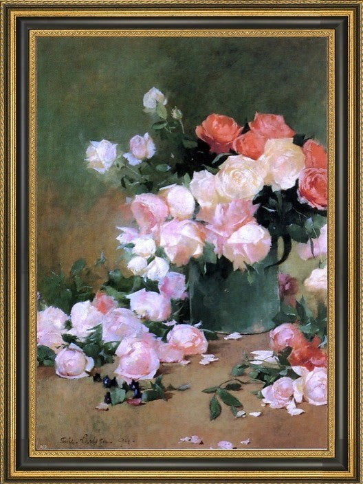 Emil Carlsen Roses Framed Premium Canvas Print, 16"x24"