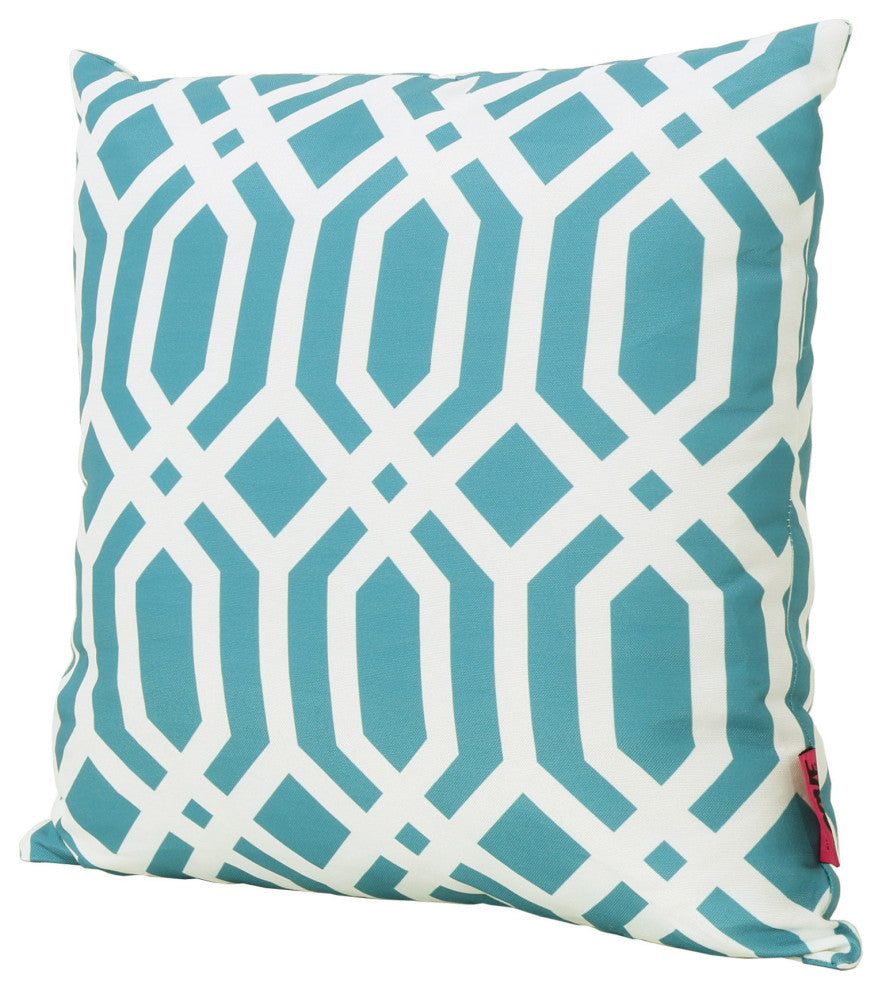 GDF Studio Raylan Indoor Dark Teal Arabesque Patterned Square Throw Pillow, Set