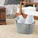Small Tapered Soft-Side Storage Bin With Wood Handles