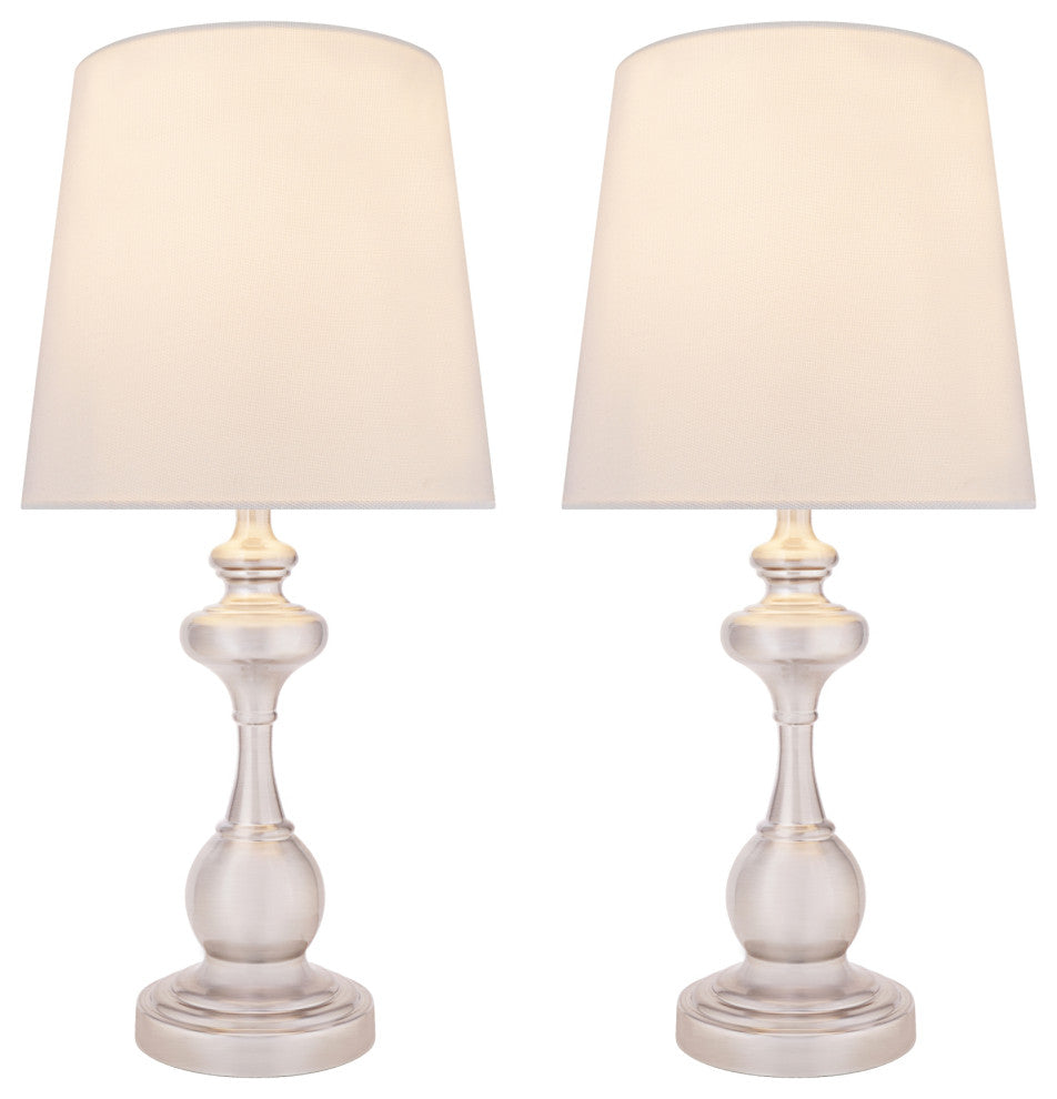 40227-12, Two Pack - 18 3/4" Metal Table Lamp, Satin Nickel Finish