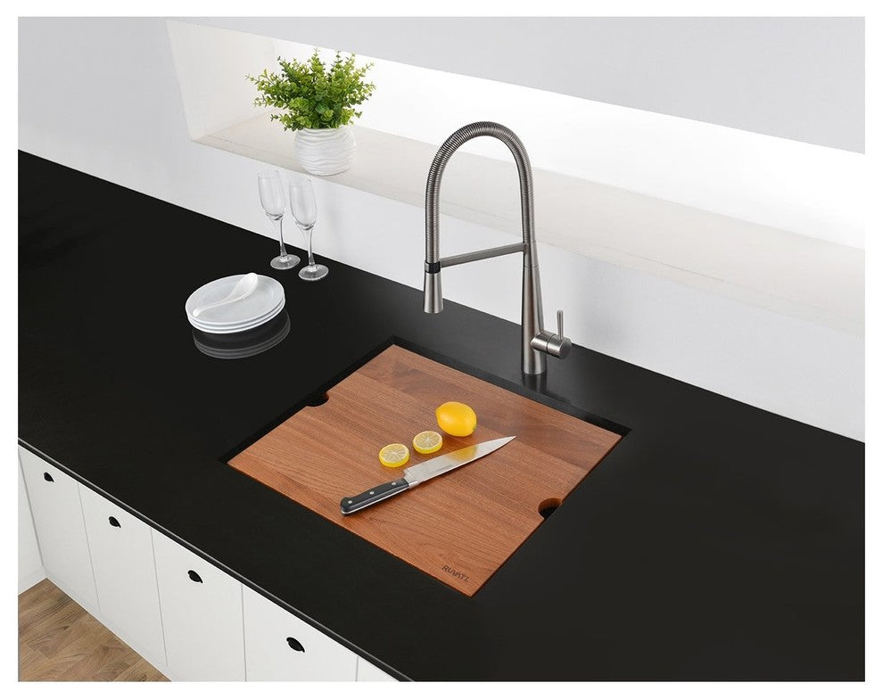 Ruvati 23" Workstation Undermount Stainless Steel Kitchen Sink, RVH8308