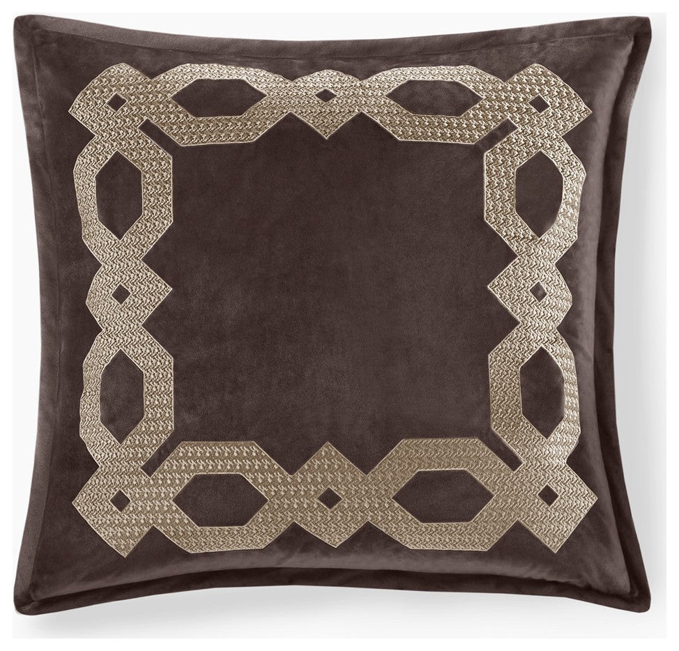 Croscill Clermont Traditional Embroidered Euro Sham, Brown