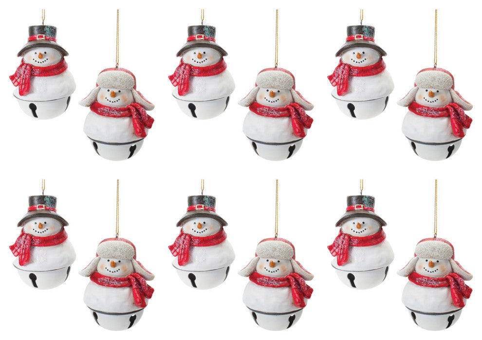 Snowman Sleigh Bell Ornament, 12-Piece Set