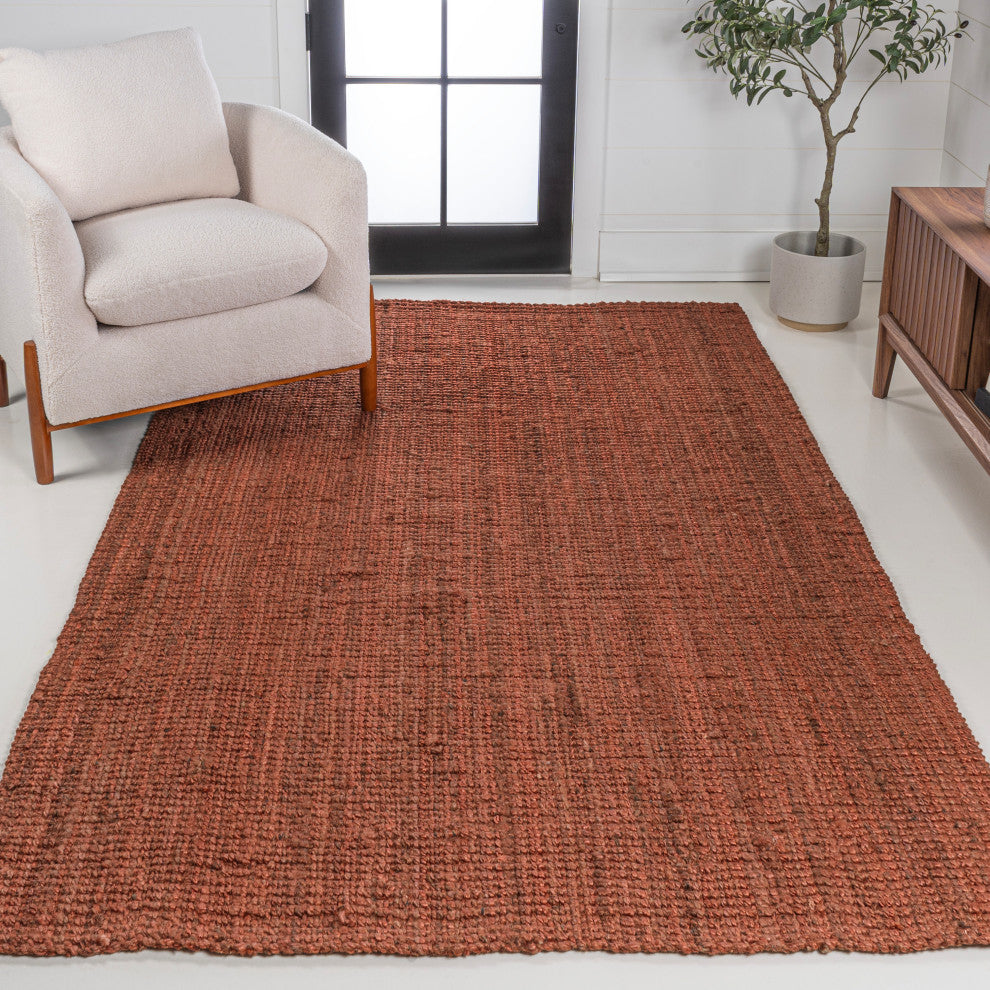 Pata Hand Woven Chunky Jute Terracotta 3 ft. x 5 ft. Area Rug