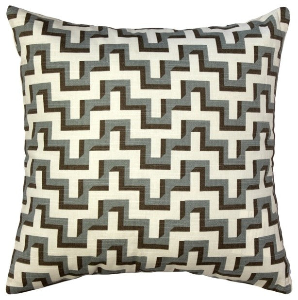 Gray Brown Zig Zag Throw Pillow, 17x17