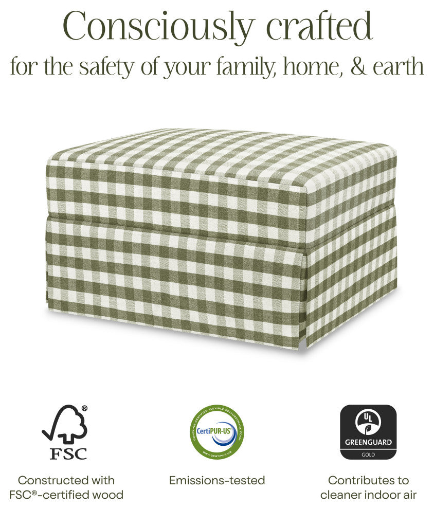 Crawford Gliding Ottoman, Moss Green Gingham