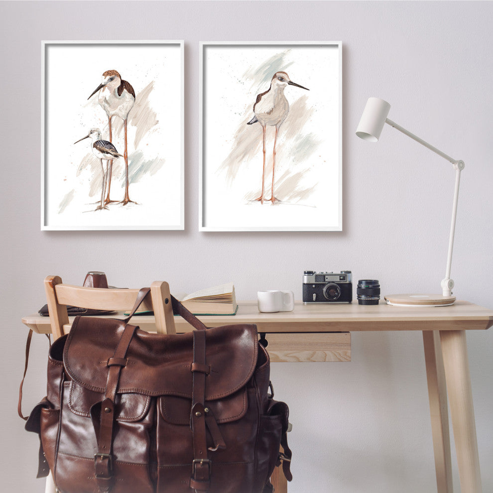 Sandpiper Bird Family Sunny Beach Coastal Bird , 2pc, each 24 x  30