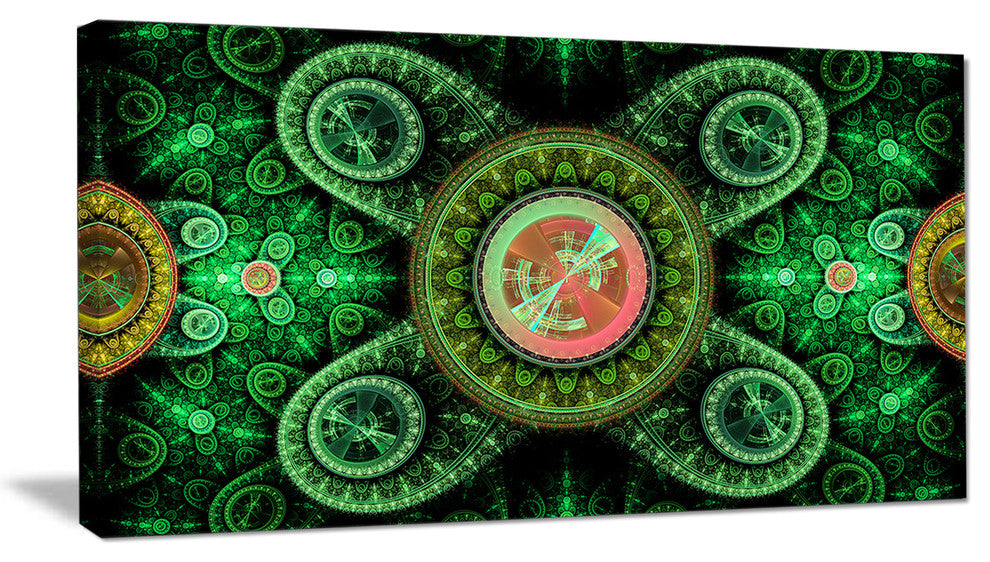 Green Psychedelic Relaxing Art, Abstract Canvas Art Print, 32x16