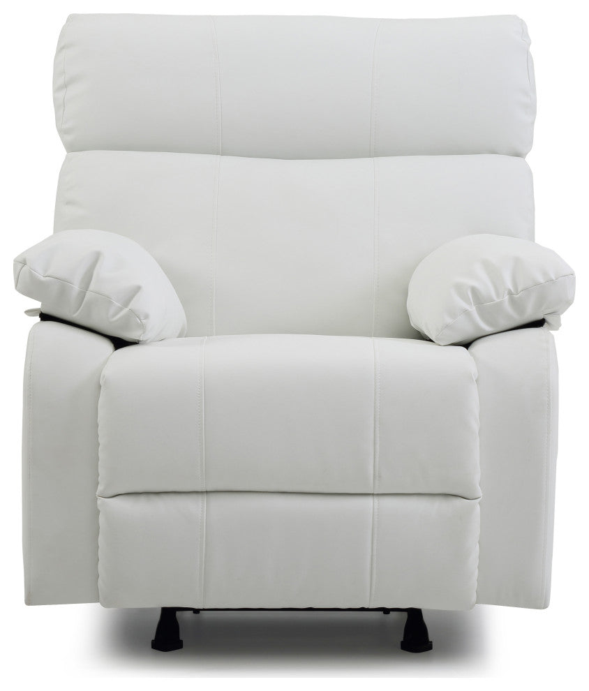 Clarke Rocker Recliner, White/Faux Leather